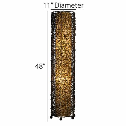 In a quiet bedside corner, crafted by the artisans of Eangee Home Design, the Nito Large Floor Lamp in natural stands gracefully, featuring recycled paper shade, eco friendly, recycled materials, adding warmth and character to the space.