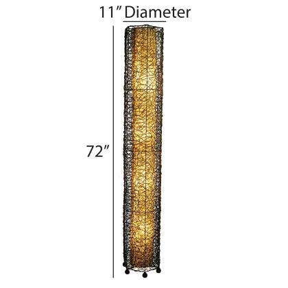 Crafted by the artisans of Eangee Home Design, the Nito Giant Floor Lamp in natural against a clean backdrop, featuring recycled paper shade, eco friendly, sustainably sourced, recycled materials.