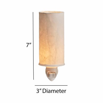 Crafted by the artisans of Eangee Home Design, the Paper Nightlight Glacier in natural against a clean backdrop, featuring recycled paper shade, sustainably sourced, handcrafted, recycled materials.