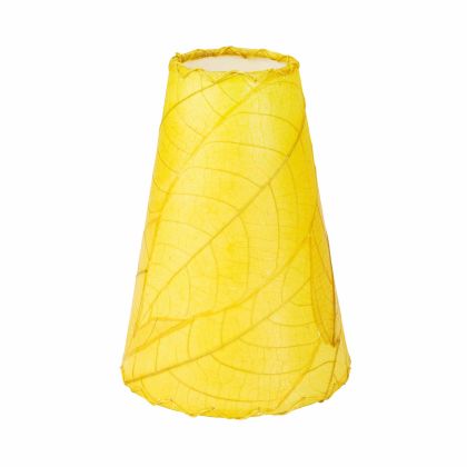Crafted by the artisans of Eangee Home Design, the Gecko Wall Lamp Combo in yellow against a clean backdrop, featuring fossilized cocoa leaf shade, abaca rope accents, wrought iron frame, handcrafted.