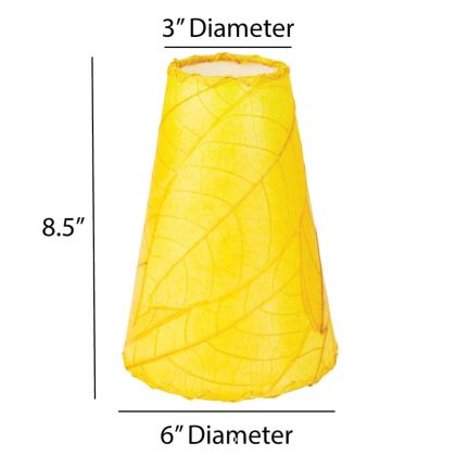 Crafted by the artisans of Eangee Home Design, the Gecko Wall Lamp Shade in yellow against a clean backdrop, featuring fossilized cocoa leaf shade, abaca rope accents, wrought iron frame, handcrafted.