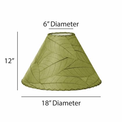 Crafted by the artisans of Eangee Home Design, the Bell Shade Cocoa in green against a clean backdrop, featuring fossilized cocoa leaf shade, wrought iron frame, handcrafted.