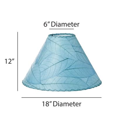 Crafted by the artisans of Eangee Home Design, the Bell Shade Cocoa in sea blue against a clean backdrop, featuring fossilized cocoa leaf shade, wrought iron frame, handcrafted.