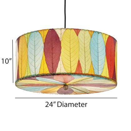 Crafted by the artisans of Eangee Home Design, the Drum Pendant 24 Inch in multi color against a clean backdrop, featuring handcrafted detailing, sustainably sourced, handcrafted.