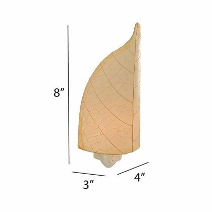 The Leaf Nightlight in natural finish by Eangee Home Design displayed against a white background highlights its fossilized cocoa leaf panels and hand placed natural leaves, designed to the leaf nightlight is a little spark with a lot of soul.