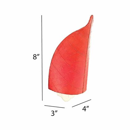 The Leaf Nightlight in red finish by Eangee Home Design displayed against a white background highlights its fossilized cocoa leaf panels and hand placed natural leaves, designed to the leaf nightlight is a little spark with a lot of soul.