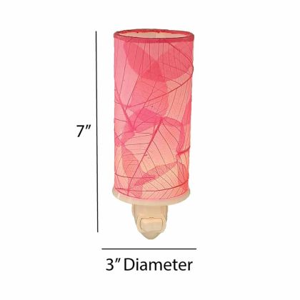 Crafted by the artisans of Eangee Home Design, the Cylinder Nightlight in pink against a clean backdrop, featuring handcrafted detailing, fair trade, eco friendly.