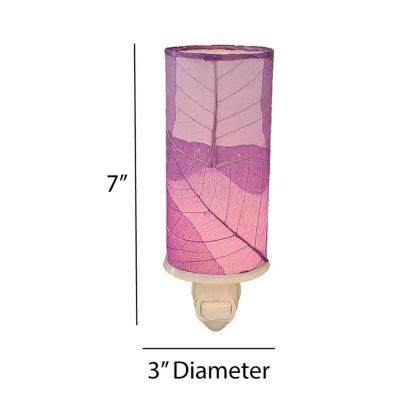 Crafted by the artisans of Eangee Home Design, the Cylinder Nightlight in purple against a clean backdrop, featuring handcrafted detailing, fair trade, eco friendly.