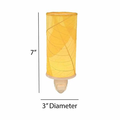 Crafted by the artisans of Eangee Home Design, the Cylinder Nightlight in yellow against a clean backdrop, featuring handcrafted detailing, fair trade, eco friendly.