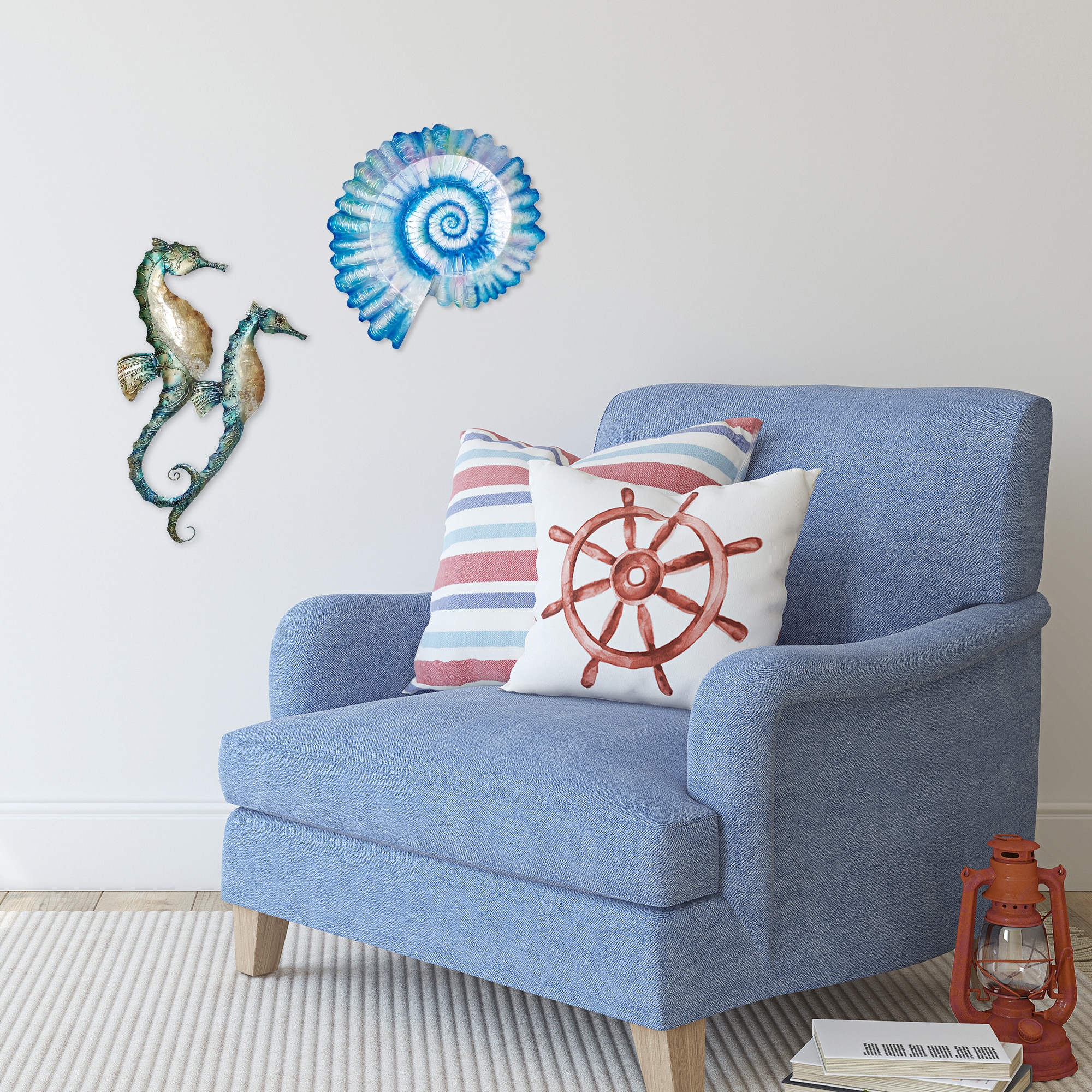Spiral Shell Wall Decor Sea Blue (Item # m8300 sb) - Eangee Home