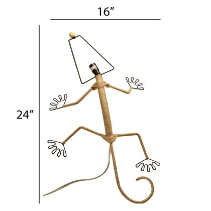 Crafted by the artisans of Eangee Home Design, the Gecko Wall Lamp Body in natural against a clean backdrop, featuring fossilized cocoa leaf shade, abaca rope accents, wrought iron frame, handcrafted.