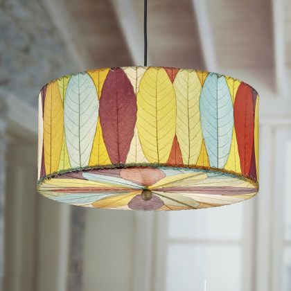 Crafted by the artisans of Eangee Home Design, the Drum Pendant 24 Inch in multi color against a clean backdrop, featuring handcrafted detailing, sustainably sourced, handcrafted.