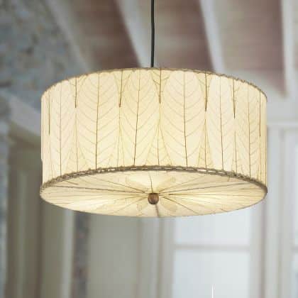 Crafted by the artisans of Eangee Home Design, the Drum Pendant 24 Inch in natural against a clean backdrop, featuring handcrafted detailing, sustainably sourced, handcrafted.