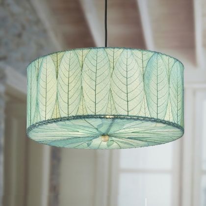 Crafted by the artisans of Eangee Home Design, the Drum Pendant 24 Inch in sea blue against a clean backdrop, featuring handcrafted detailing, sustainably sourced, handcrafted.