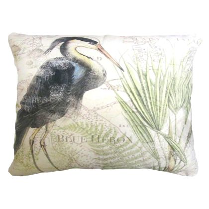 Multi colored outdoor pillow crafted by the artisans of Magnolia Casual called the Outdoor Pillow Great Heron 1 19x24 featuring quality outdoor fabric, natural materials shown against a clean backdrop.