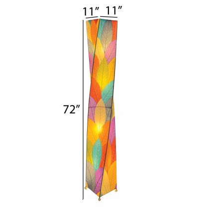 Crafted by the artisans of Eangee Home Design, the Twist Giant Floor Lamp in multi color against a clean backdrop, featuring fossilized cocoa leaf shade, wrought iron frame.