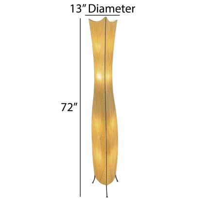 Crafted by the artisans of Eangee Home Design, the Flowerbud Giant Floor Lamp in natural against a clean backdrop, featuring fossilized cocoa leaf shade.