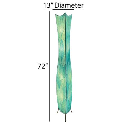 Crafted by the artisans of Eangee Home Design, the Flowerbud Giant Floor Lamp in sea blue against a clean backdrop, featuring fossilized cocoa leaf shade.