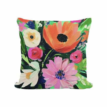 Multi colored outdoor pillow crafted by the artisans of Magnolia Casual called the Outdoor Pillow Spring Fling 18x18 featuring quality outdoor fabric shown against a clean backdrop.