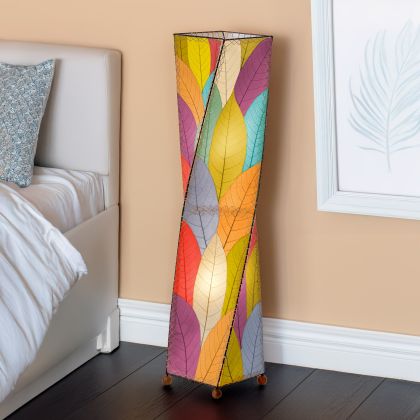 Multicolor Twist Large Floor Lamp by Eangee Home Design - S?shaped column of red, teal, orange and yellow leaf panels; radiates joyful color wash across the room.
