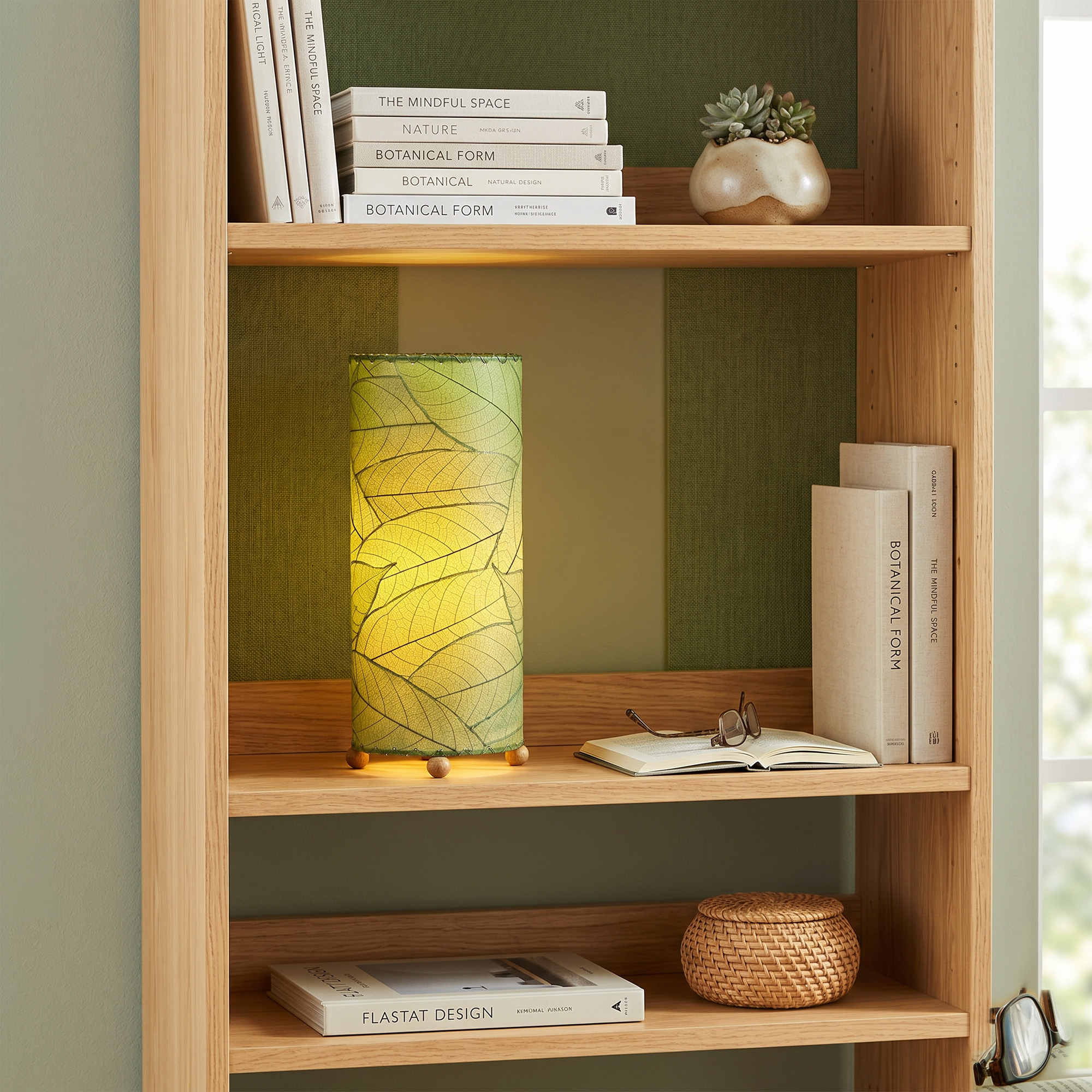 Cocoa Leaf Cylinder Table Lamp Green <br>(Item # 615 t g) - Image 5