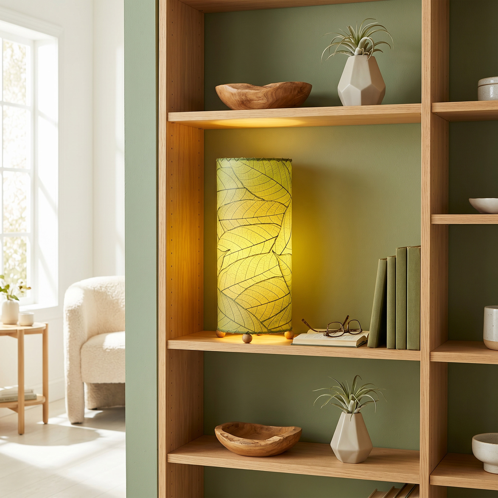 Cocoa Leaf Cylinder Table Lamp Green <br>(Item # 615 t g) - Image 6
