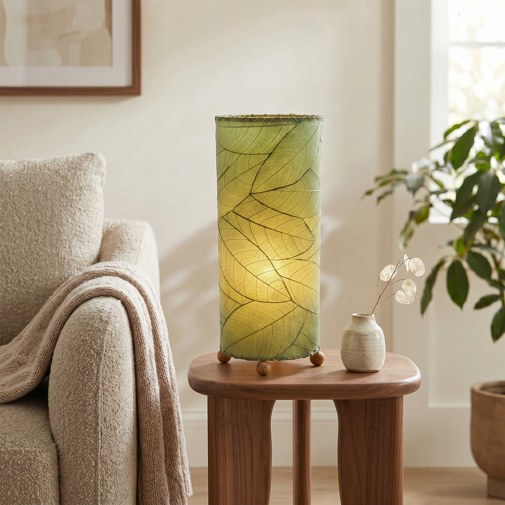 Cocoa Leaf Cylinder Table Lamp Green <br>(Item # 615 t g) - Image 7