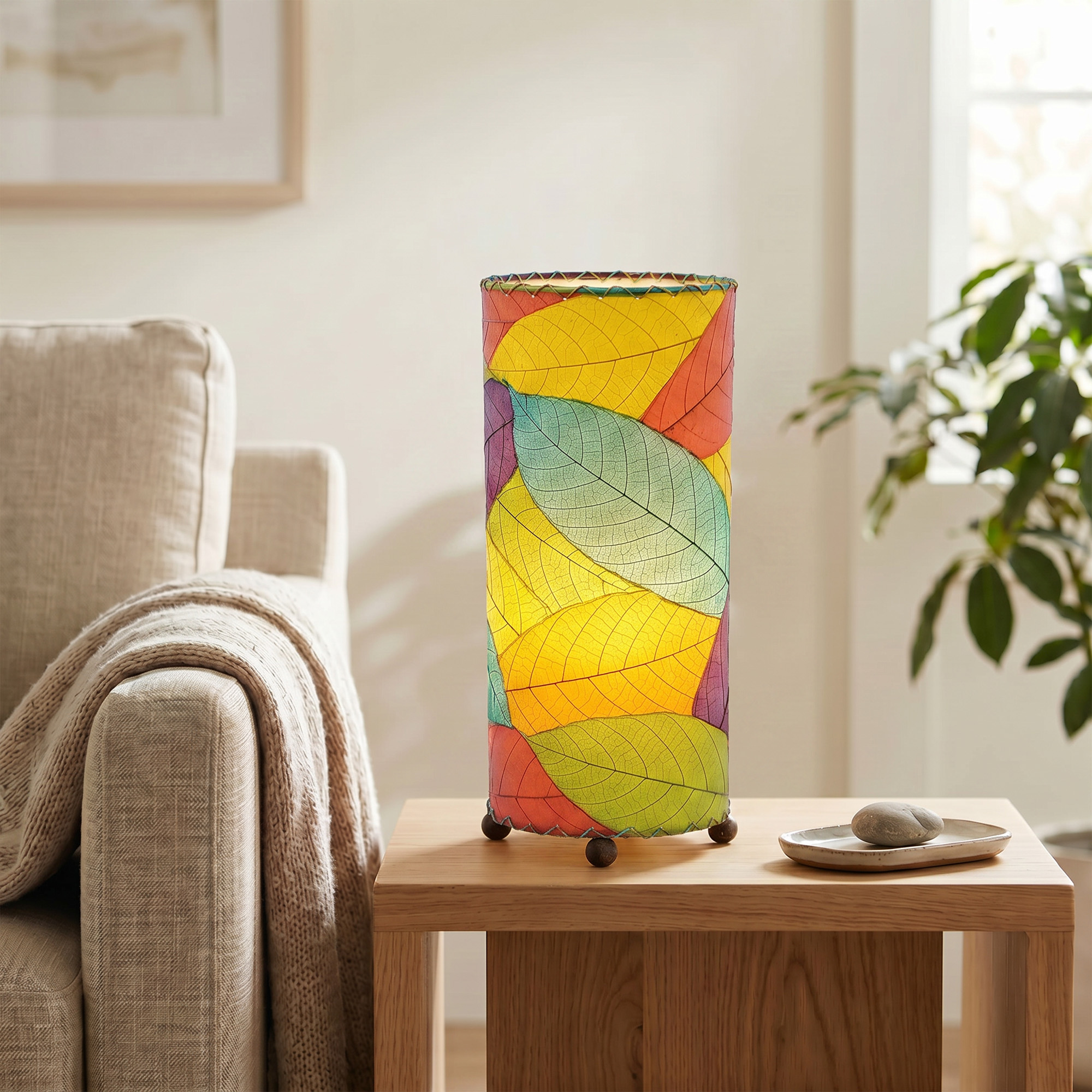 Cocoa Leaf Cylinder Table Lamp Multi Color <br>(Item # 615 t m) - Image 4
