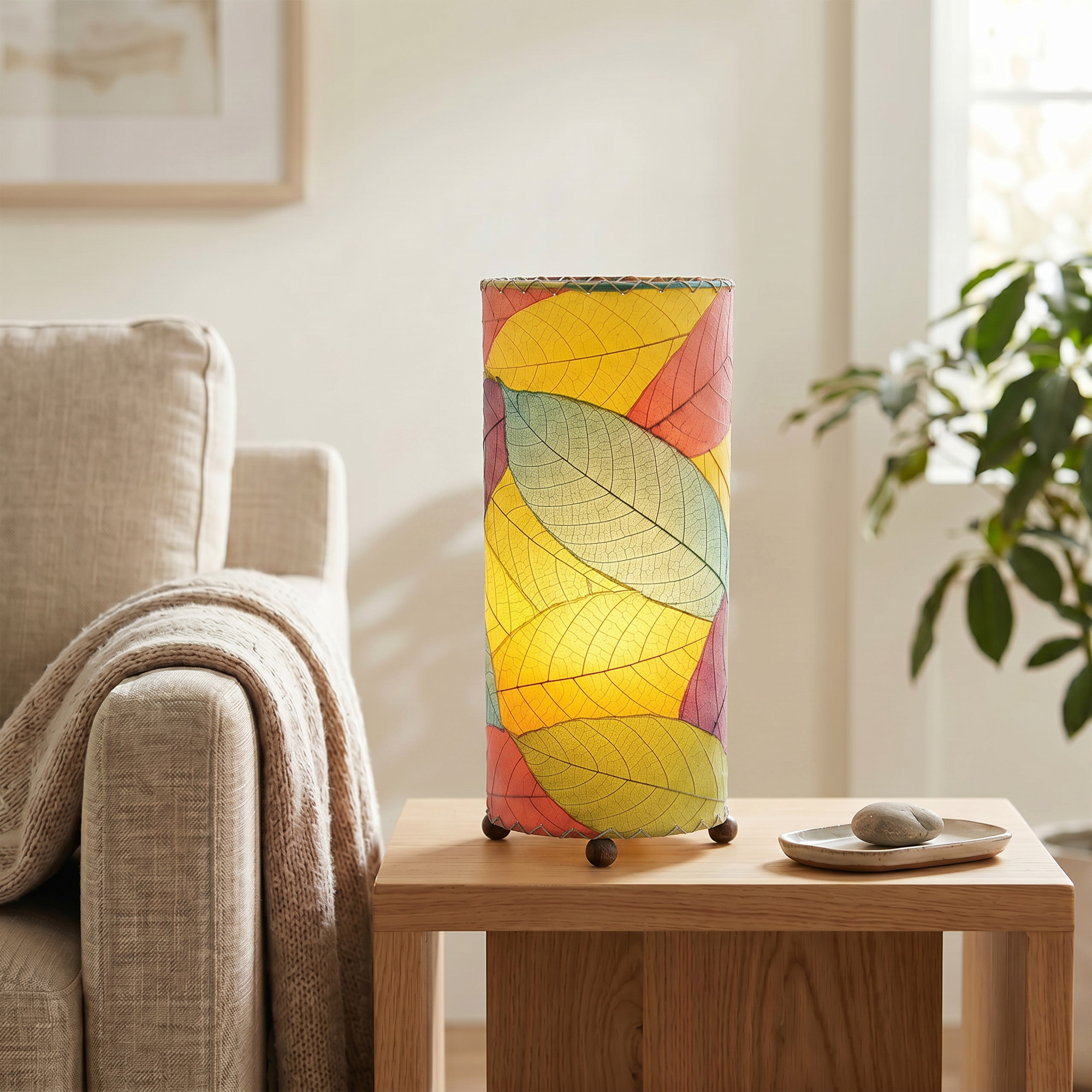 Cocoa Leaf Cylinder Table Lamp Multi Color <br>(Item # 615 t m) - Image 6