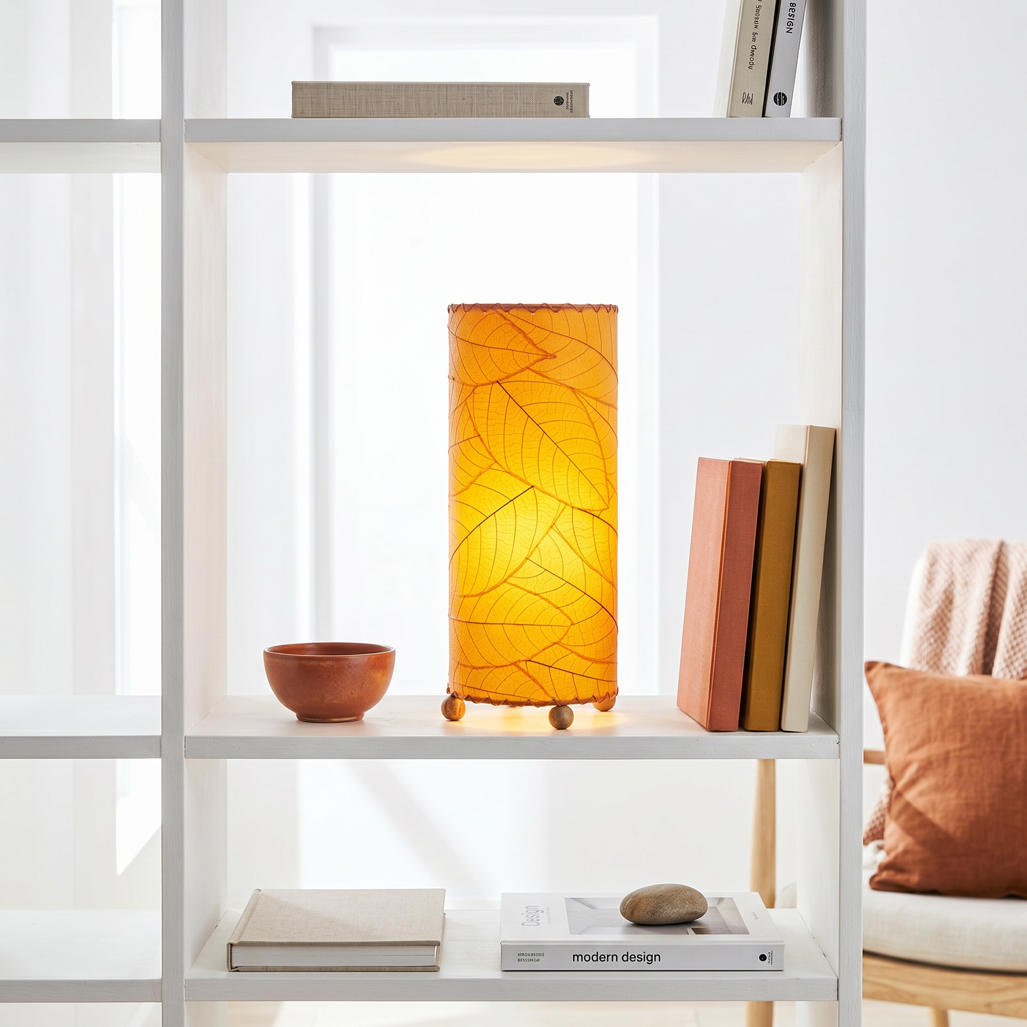 Cocoa Leaf Cylinder Table Lamp Orange <br>(Item # 615 t o) - Image 5
