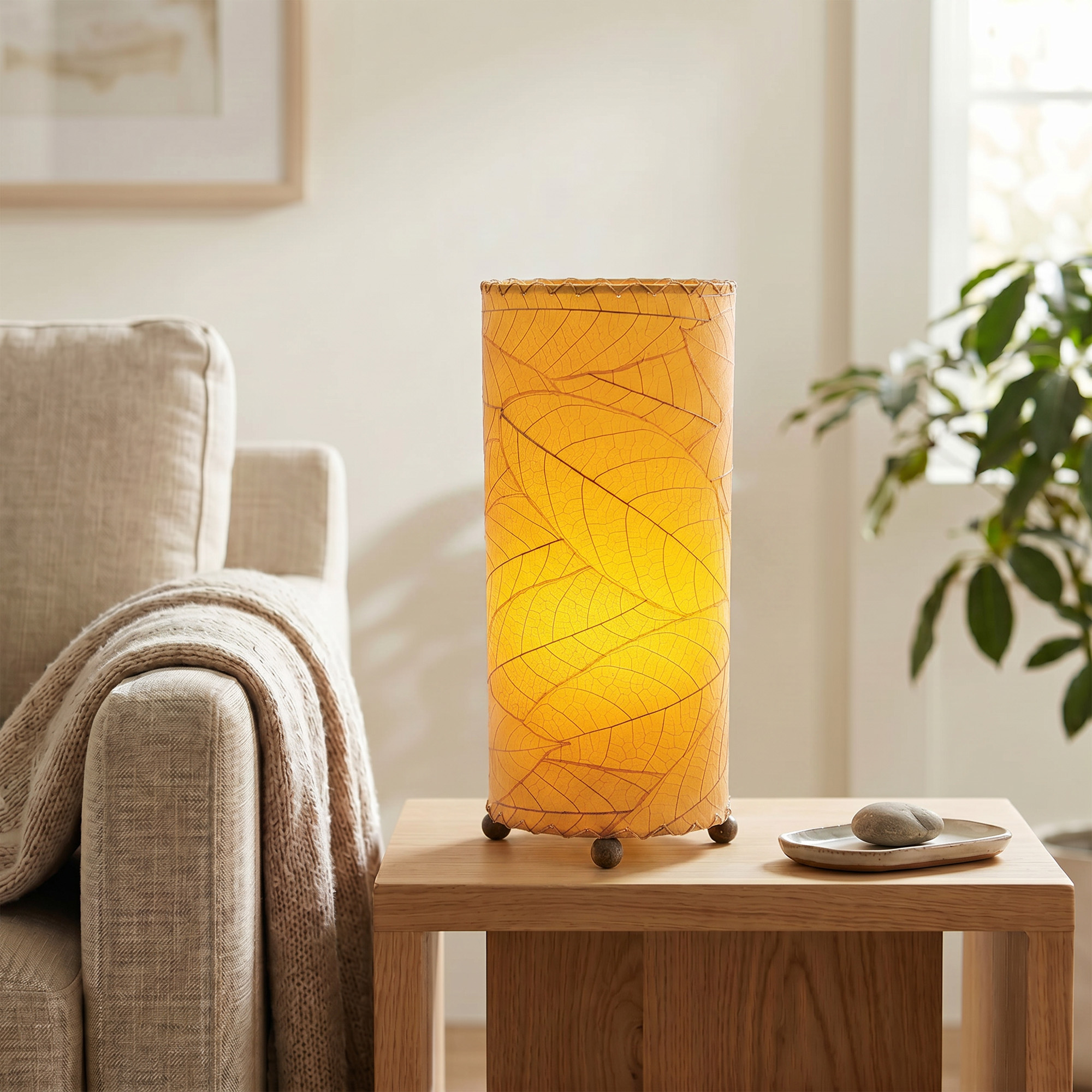 Cocoa Leaf Cylinder Table Lamp Orange <br>(Item # 615 t o) - Image 4