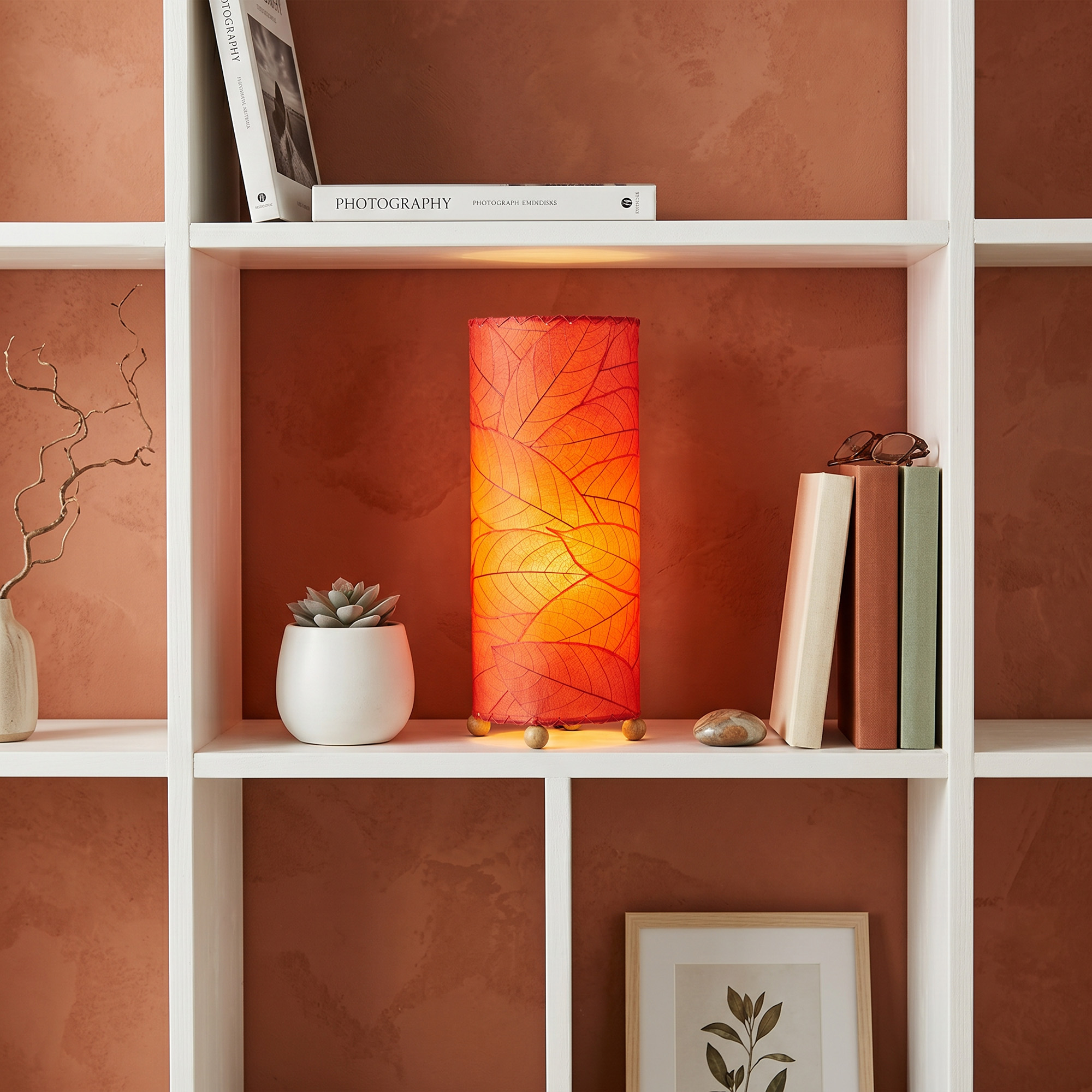 Cocoa Leaf Cylinder Table Lamp Red <br>(Item # 615 t r) - Image 6