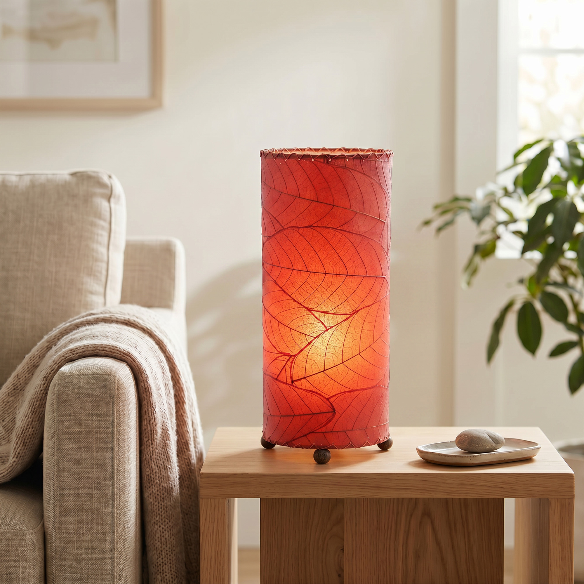 Cocoa Leaf Cylinder Table Lamp Red <br>(Item # 615 t r) - Image 4