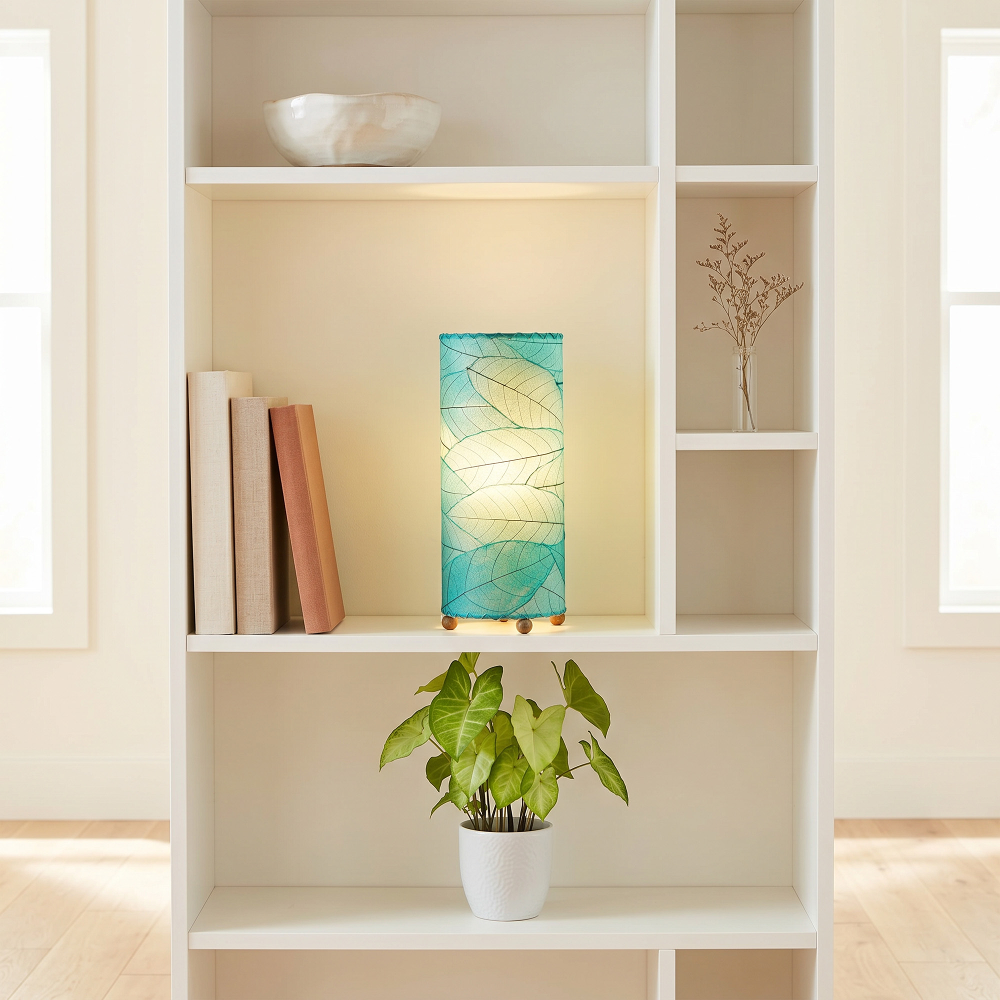 Cocoa Leaf Cylinder Table Lamp Sea Blue <br>(Item # 615 t sb) - Image 6