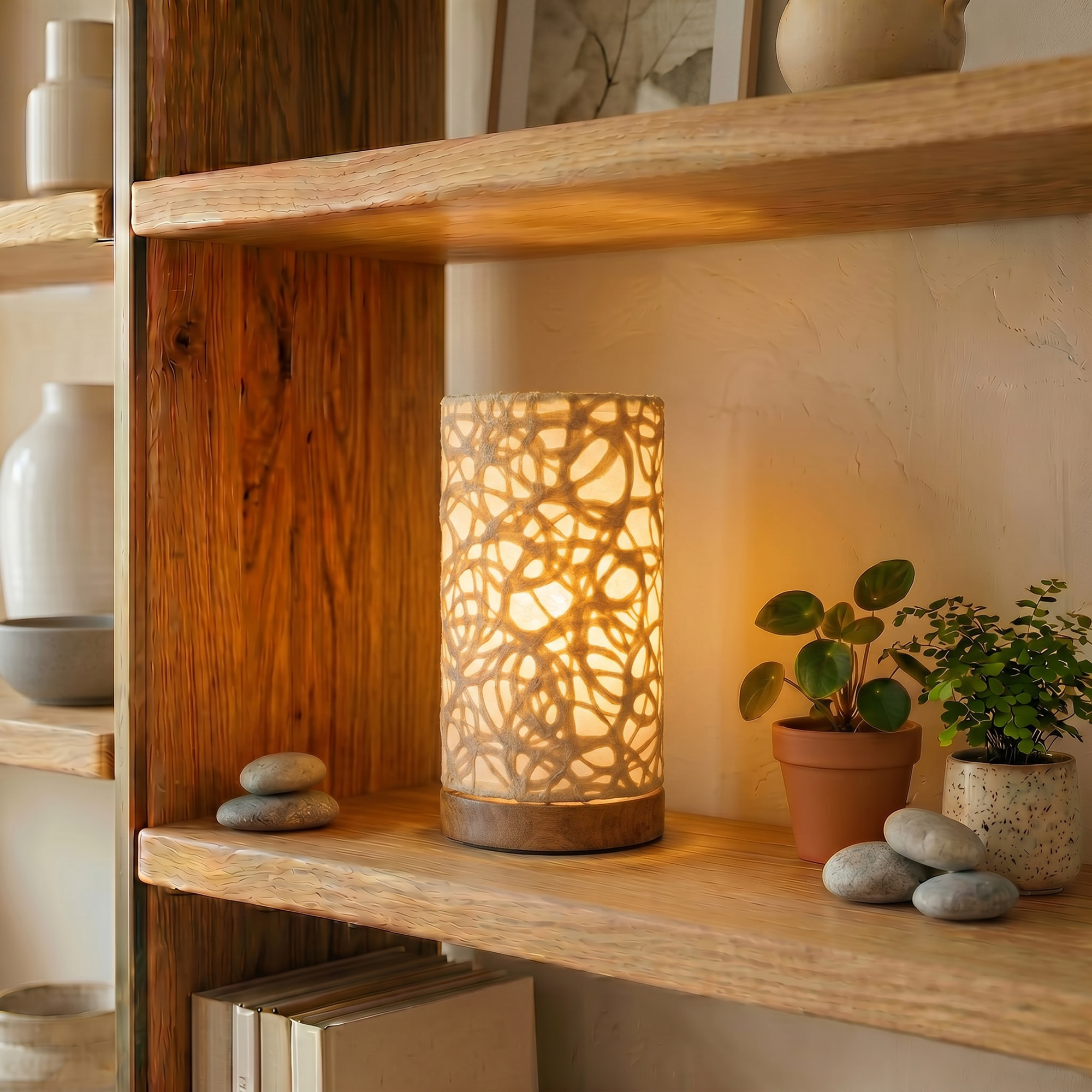 Mini Paper Cylinder Table Lamp Swirl Natural <br>(Item # 646 d) - Image 5