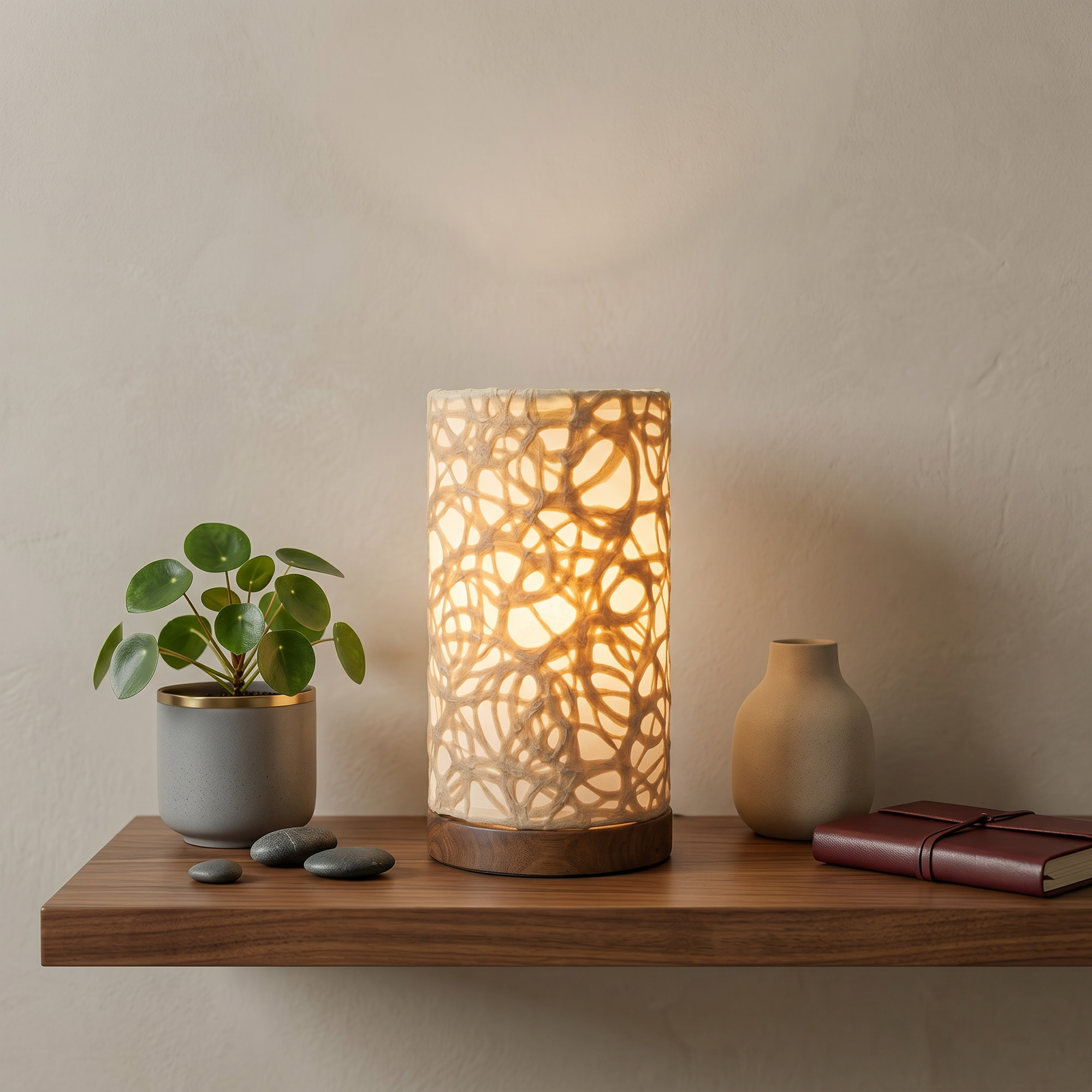 Mini Paper Cylinder Table Lamp Swirl Natural <br>(Item # 646 d) - Image 4