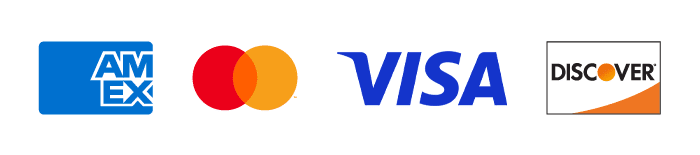American Express, Mastercard, Visa, and Discover accepted