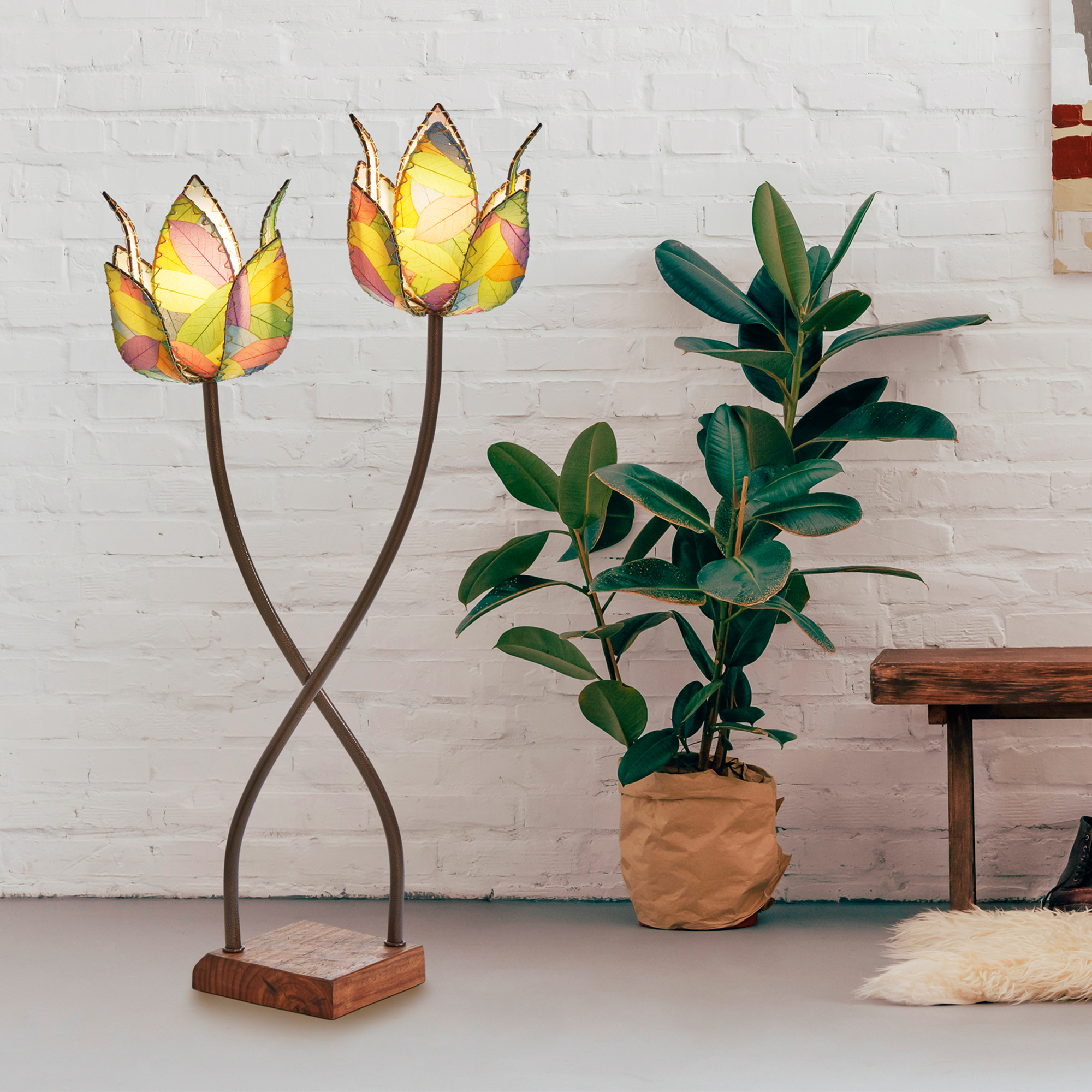 Twin Lotus Floor Lamp